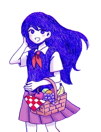 Mari from the game Omori is smiling.